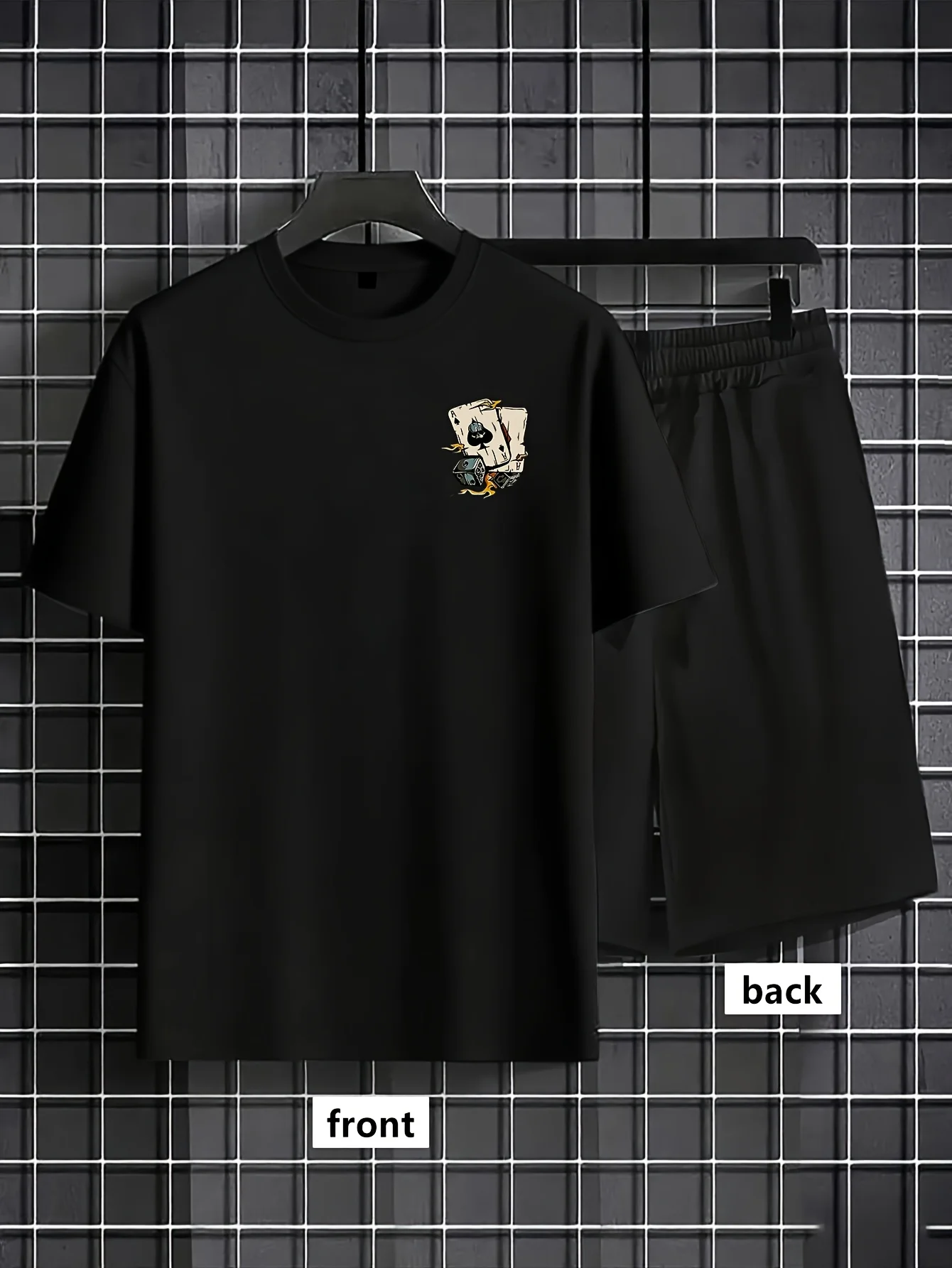 

2026 Summer New Men's Short-Sleeved Set with 3D Poker Pattern Print for Street Casual Fashion Comfortable and Soft