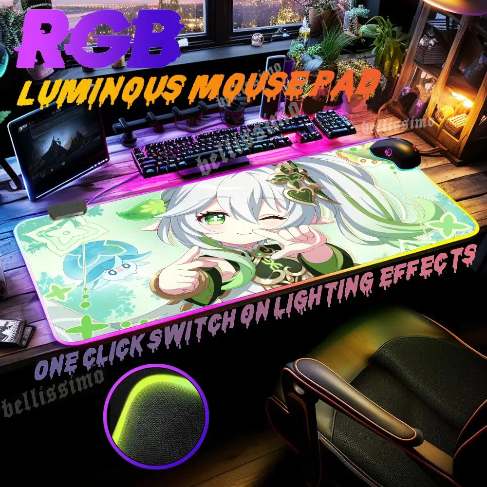 

Nahida Genshin Impact коврик для мыши RGB игровой коврик для мыши коврик для мыши большой крутой коврик для мыши клавиатура настольная игра резиновый коврик