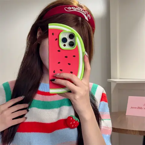 Capa de telefone em forma de melancia legal de verão criativo para iPhone 12 13 14 15 16 pro max