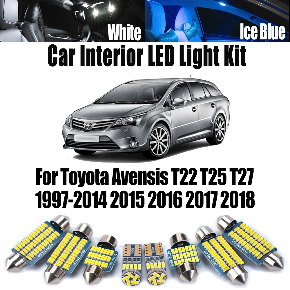 

Canbus автомобильный светодиодный внутренний картой купольный багажник, комплект освещения номерного знака для Toyota Avensis T22 T25 T27 1997-2016 2017 2018 лампа для чтения