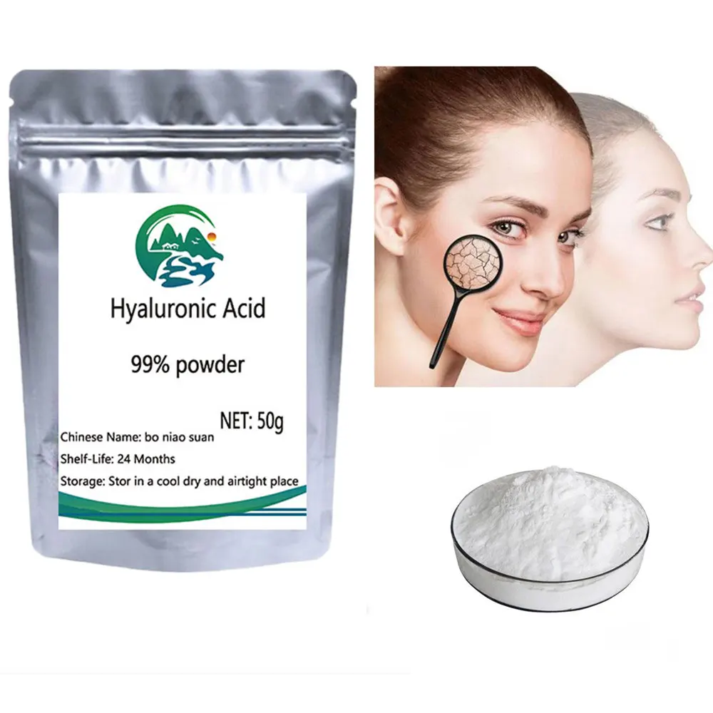 100% Pure Hyaluronic Acid Powder low molecular weight serum raw material anti wrinkle face primer make up tricks cosmetic HA