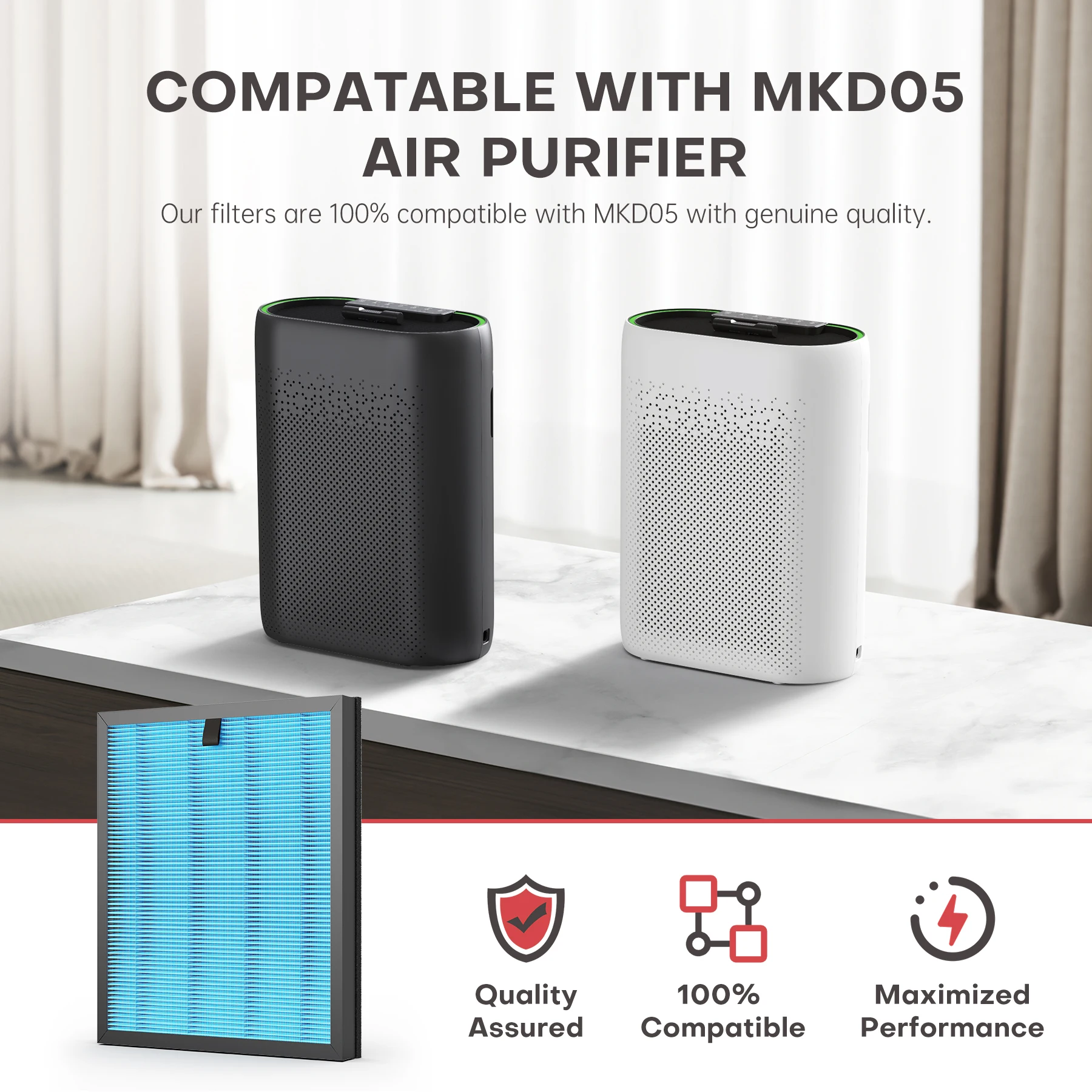 AROEVE لتنقية الهواء H13 فلتر Hepa MKD05 JHD05 استبدال 4 في 1 فلتر الهواء فخ الوبر حبوب اللقاح الحيوانات الأليفة وبر رائحة الشعر الدخان