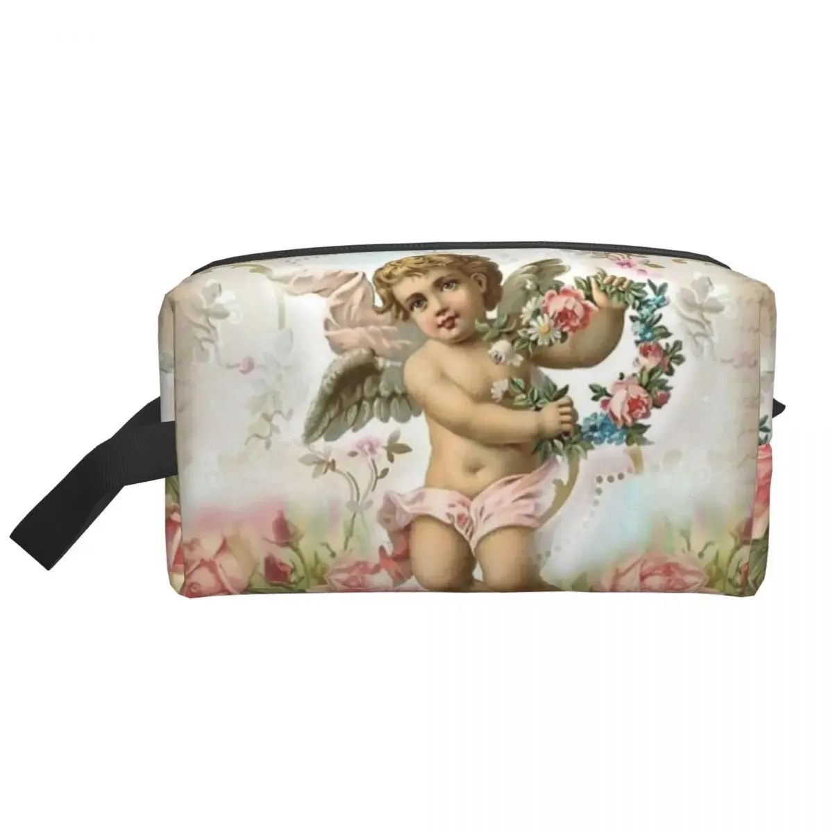 Vintage Rose Victorian Angel Cosmetic Bag Women Fashion Big Capacity Makeup Case Beauty Storage Toiletry Bags