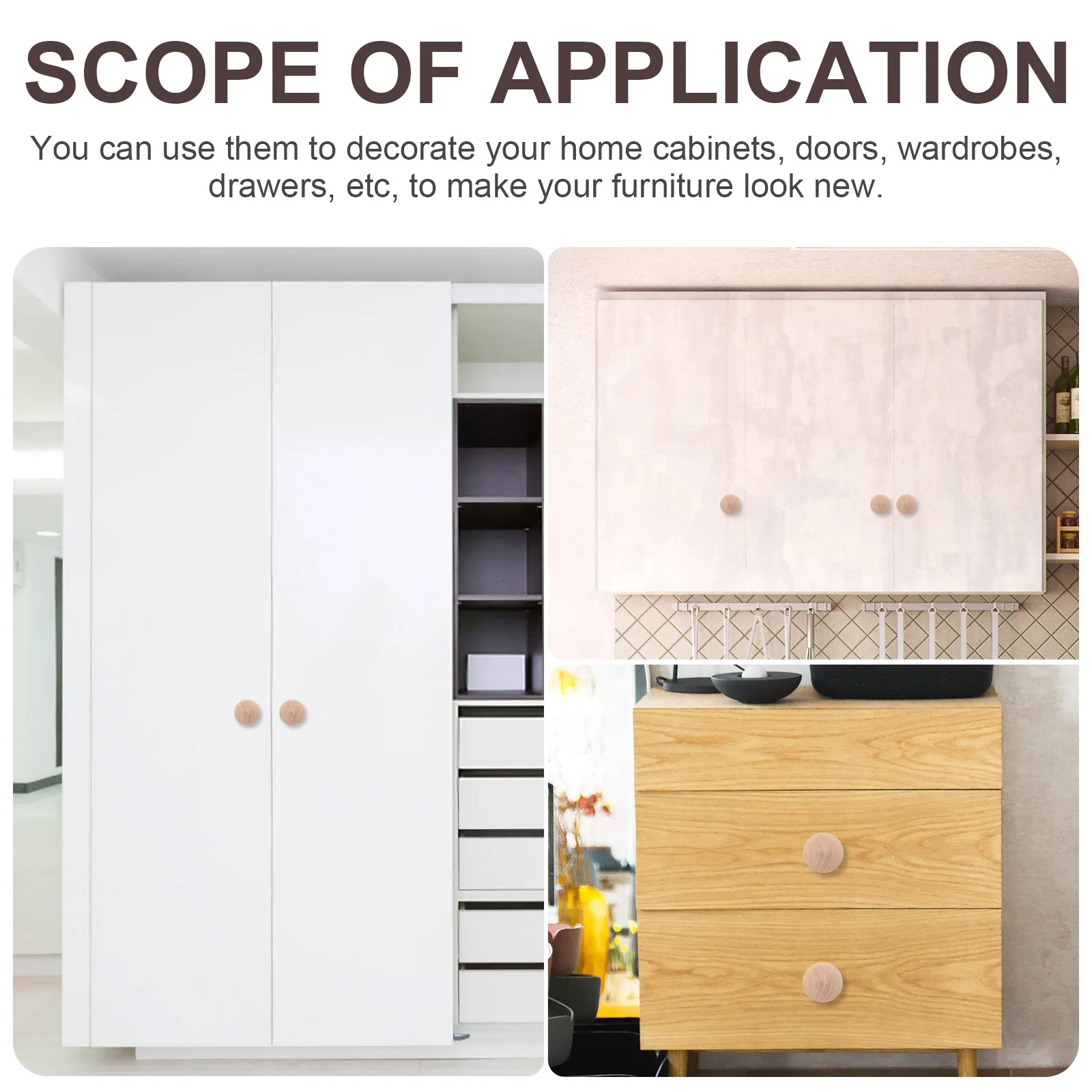 

10Pcs Wood Mushroom Cabinet Handles Solid Wood Single Hole Drawer Pulls Knobs for Bathroom Dresser Drawers Drawer Handles