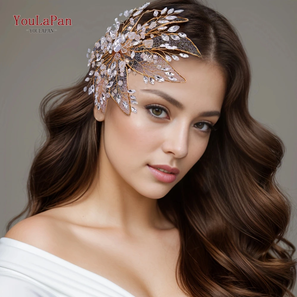 TOPQUEEN Big Flower Bridal Hair Clip Wedding Hair Accessories Bride Headdress Big Flower Woman Hair Pins Head Jewelry HP217