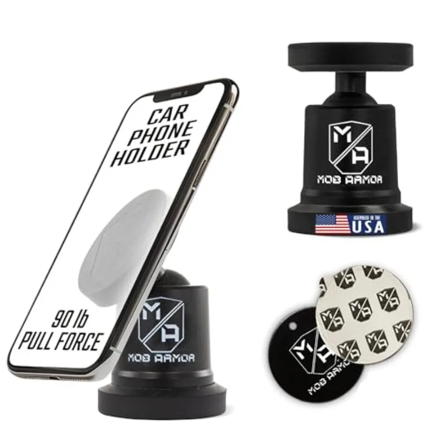 

Mob Armor MobNetic Maxx USA Assembled Magnetic Phone Holder for Car Magnetic Car Phone Mount 90Degree Tilt 360Degree Rotation A