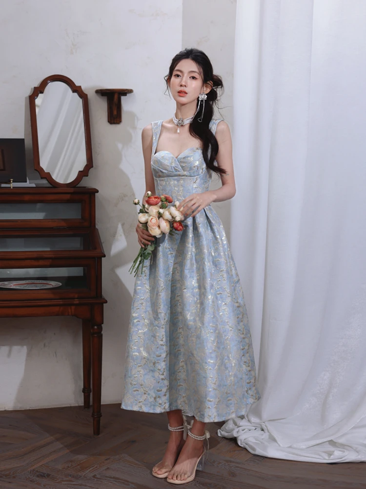 Fashionable Floating Jacquard French Ladies Dress 2024 Summer Dresses New High-End Luxury Slimming Elegant Party Women's Dress