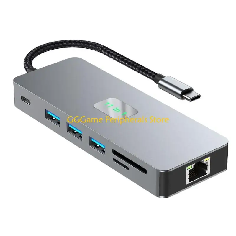 

U55B Портативные многопортовые концентраторы-адаптеры для USB C с HDTV VGA Два монитора Устройства для чтения карт Gigabit Sound