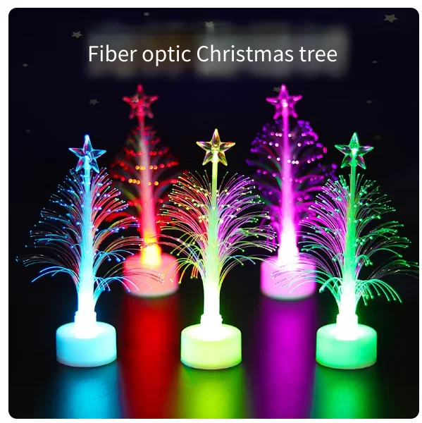 LED Christmas Fiber Tree Colorful Color Changing Night Light Illuminates Christmas Tree Ornament Christmas Gift