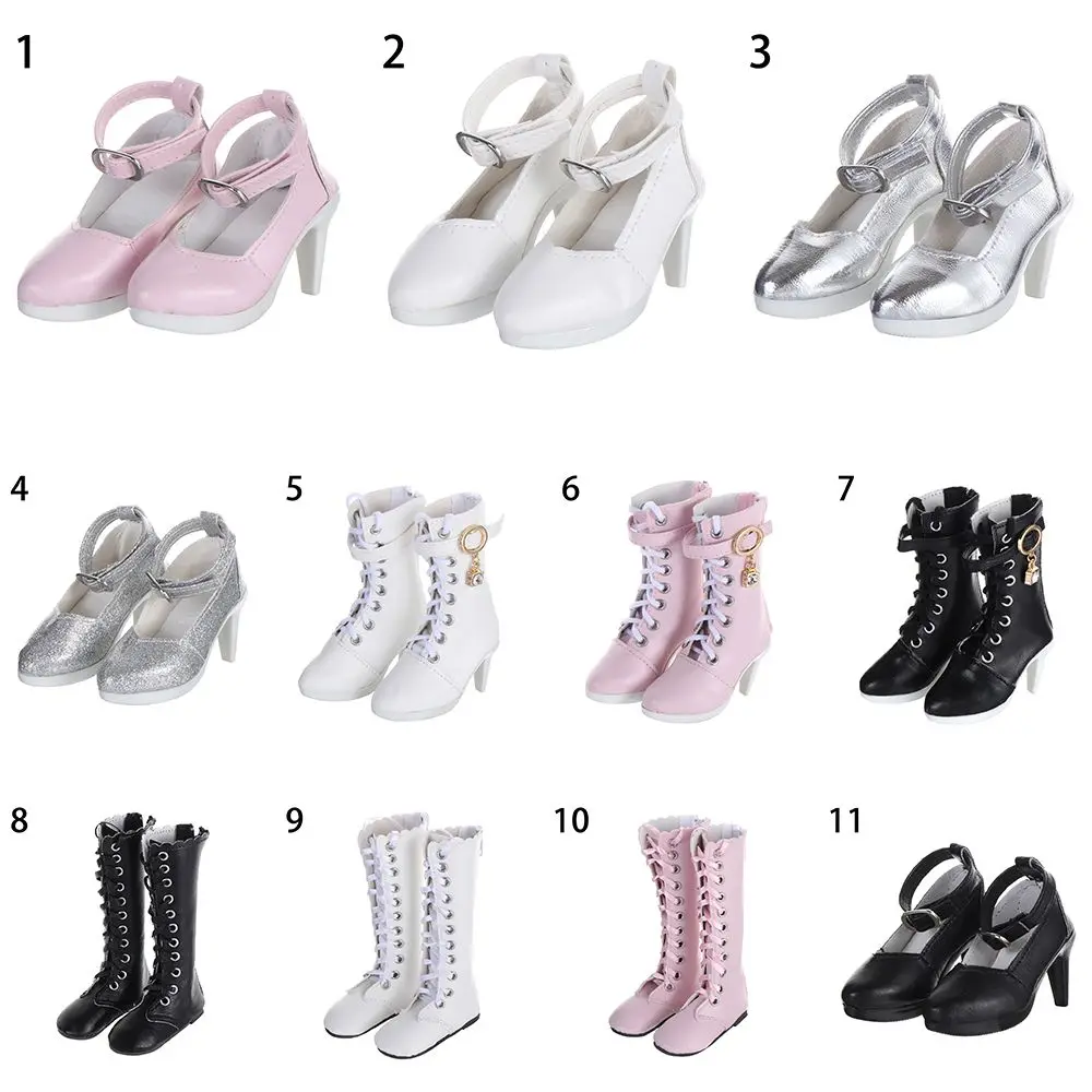 New 11 Styles 7.8CM Doll DIY Wearing PU Leather 60cm Doll Boots Fabric Shoes Play House Accessories Differents Color