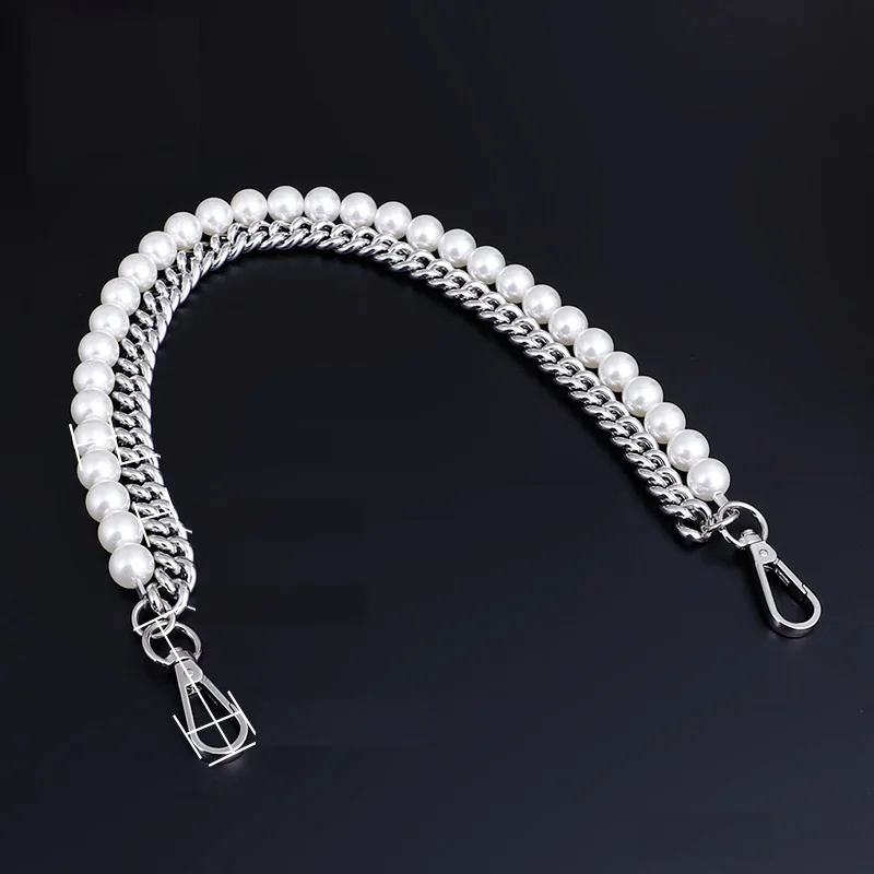 316L Stainless Steel Solid Metal and Pearl Bag Chain Bandage Strap Luxury Accessories Handles IP Gold Plated Silver Black DIY