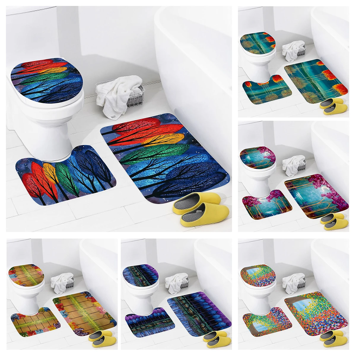 Home bathroom floor mats Bath Foot mat Animal oil paint style modern bathroom accessorie rug Toilet mat Bathtub anti-slip carpet