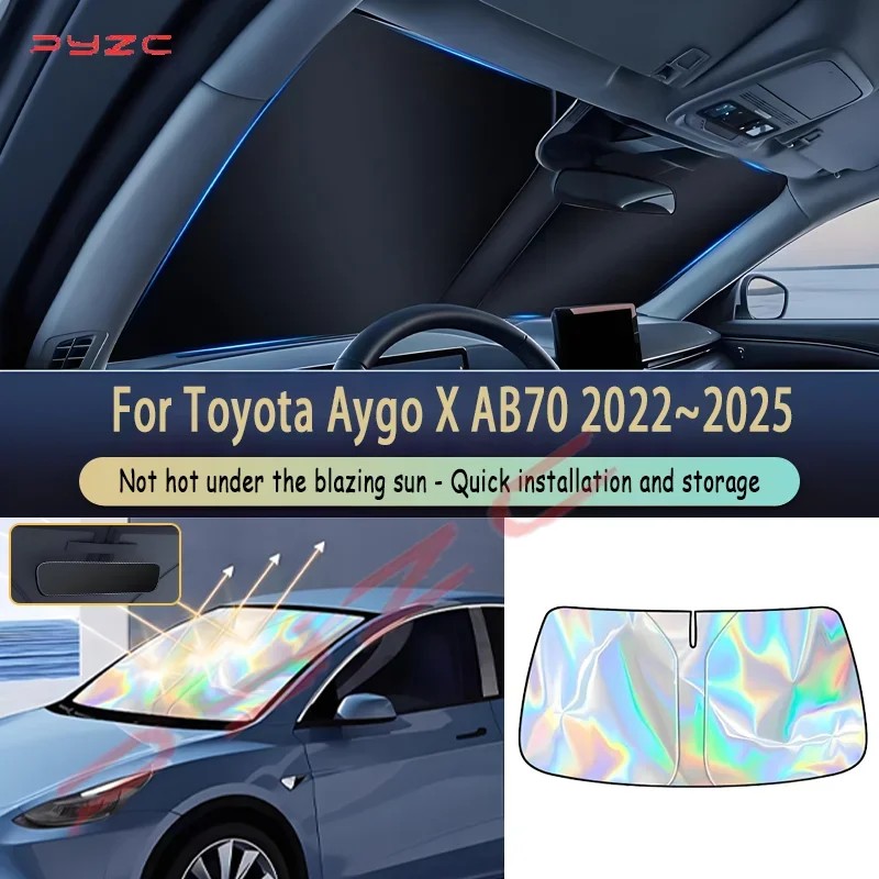 

Автозапчасти для Toyota Aygo X AB70 2022~2025 2024: Солнцезащитный козырек на лобовое стекло, блокирующий УФ-излучение, отражающий солнечный свет, защитный чехол-шторка