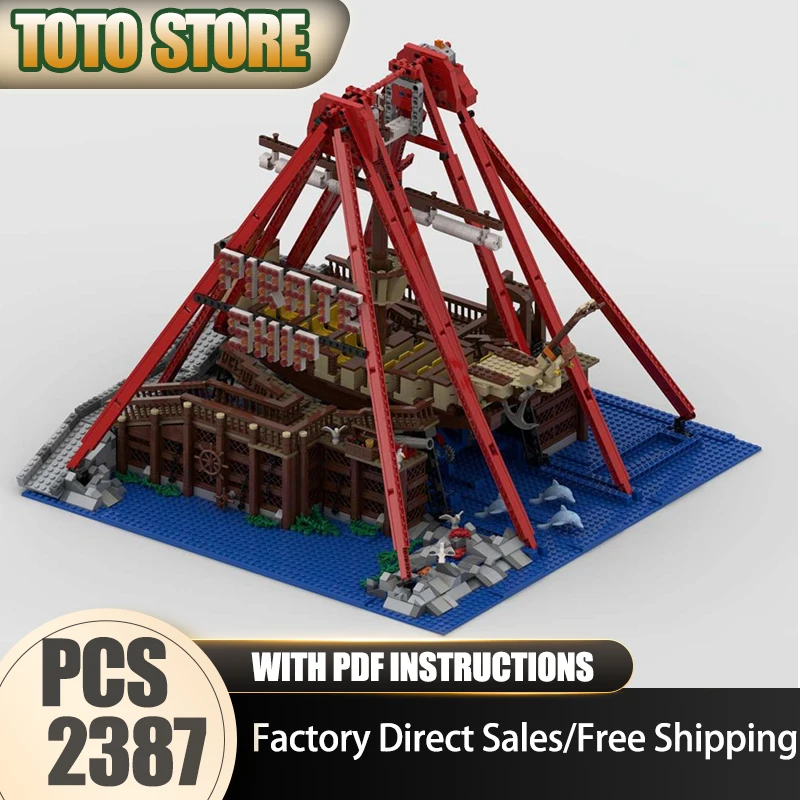 

Moc строительные кирпичи тематический парк пиратский корабль езда модель технологии город вид на улицу блок игрушка DIY сборка рождественские праздничные подарки