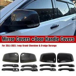 Car Rearview Side Mirror Cover & Door Handle Cover Trim For 2011-2021 Jeep Grand Cherokee and Dodge Durango Auto Parts
