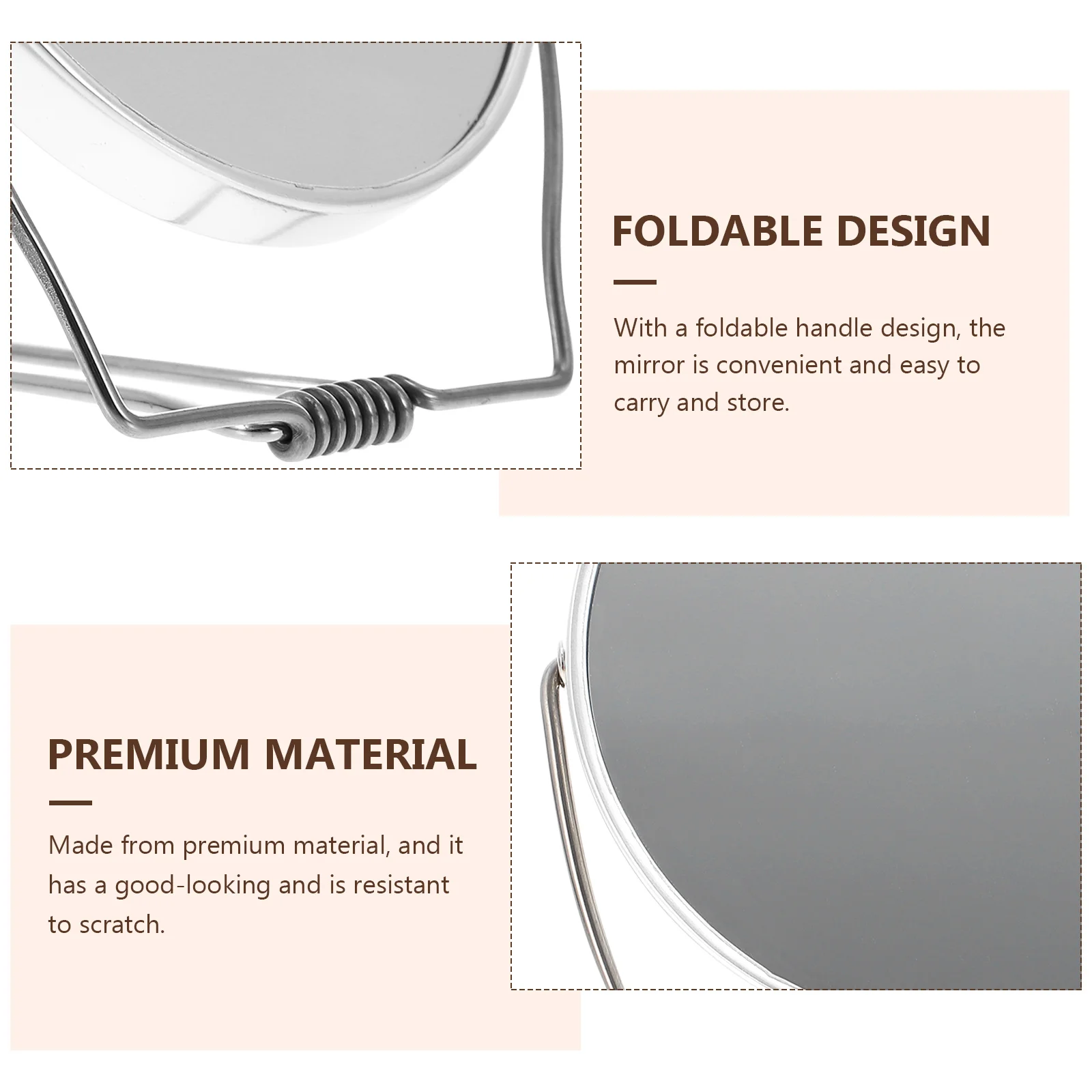2 個折りたたみ式両面ハンドヘルド化粧鏡コンパクトポータブルバニティミラー HD 反射美容アクセサリー