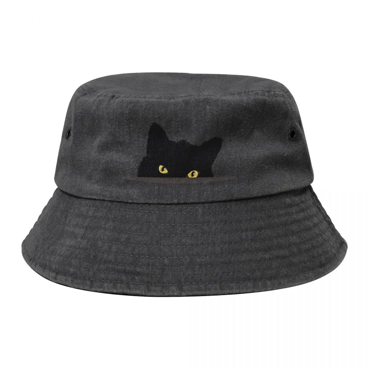 

Black Cat Peeking Bucket Hat sun hat foam party Hat Beach Luxury Men's Hats Women's