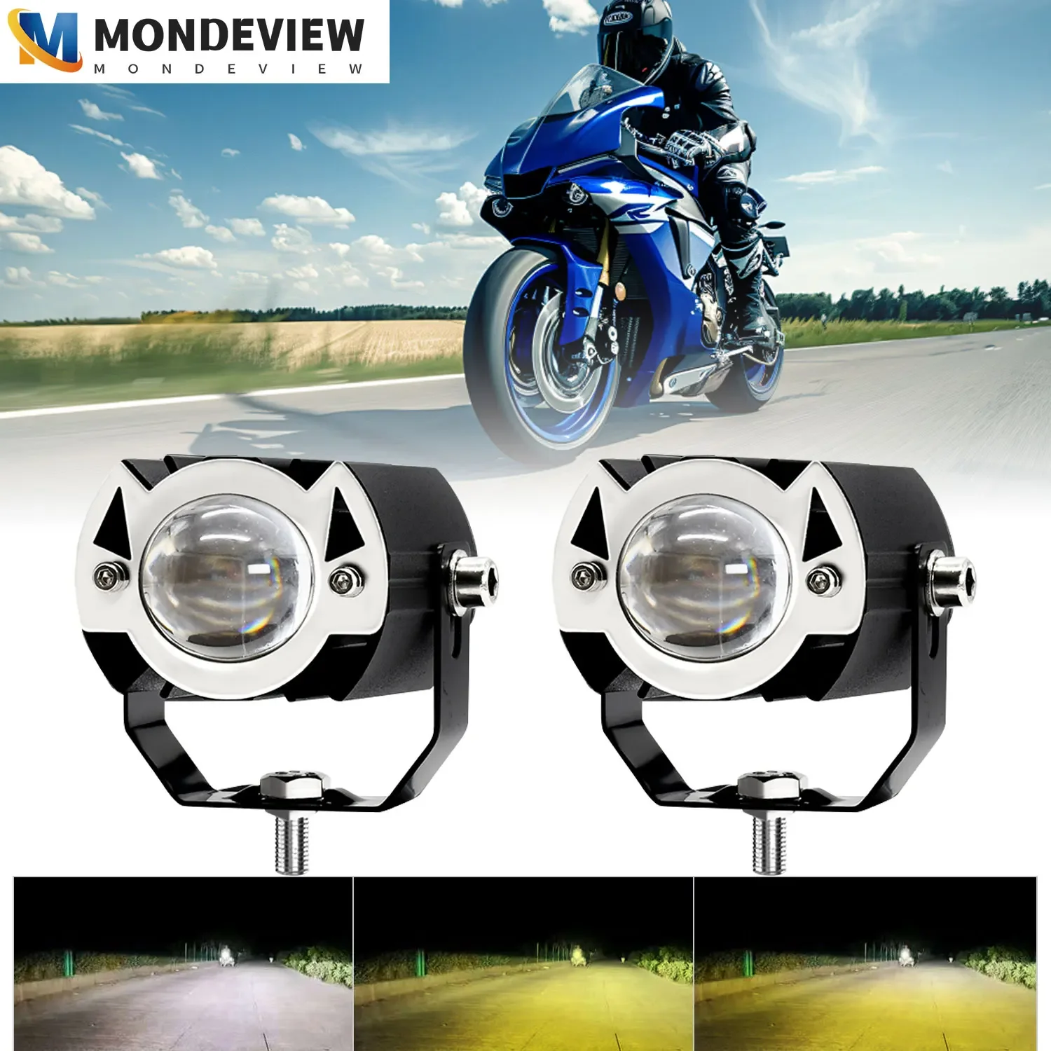 

MONDEVIEW S19 motorcycle 16000LM high brightness spotlight 180W high-power car daytime running light