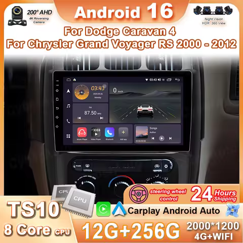 Android 16 Car Radio For Dodge Caravan 4 For Chrysler Grand Voyager RS 2000 - 2012 Auto Wireless Carplay Multimedia Video Tools