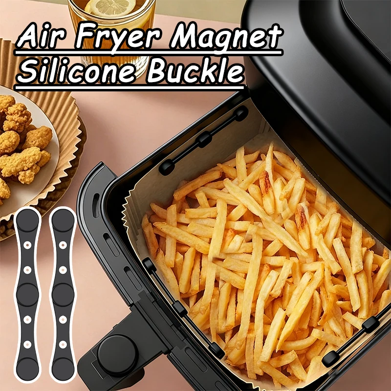

Air Fryer Magnet Silicone Buckle Reusable High-Temp Magnet Buckle for Holding Down Parchment Paper Liners Preventing Burning