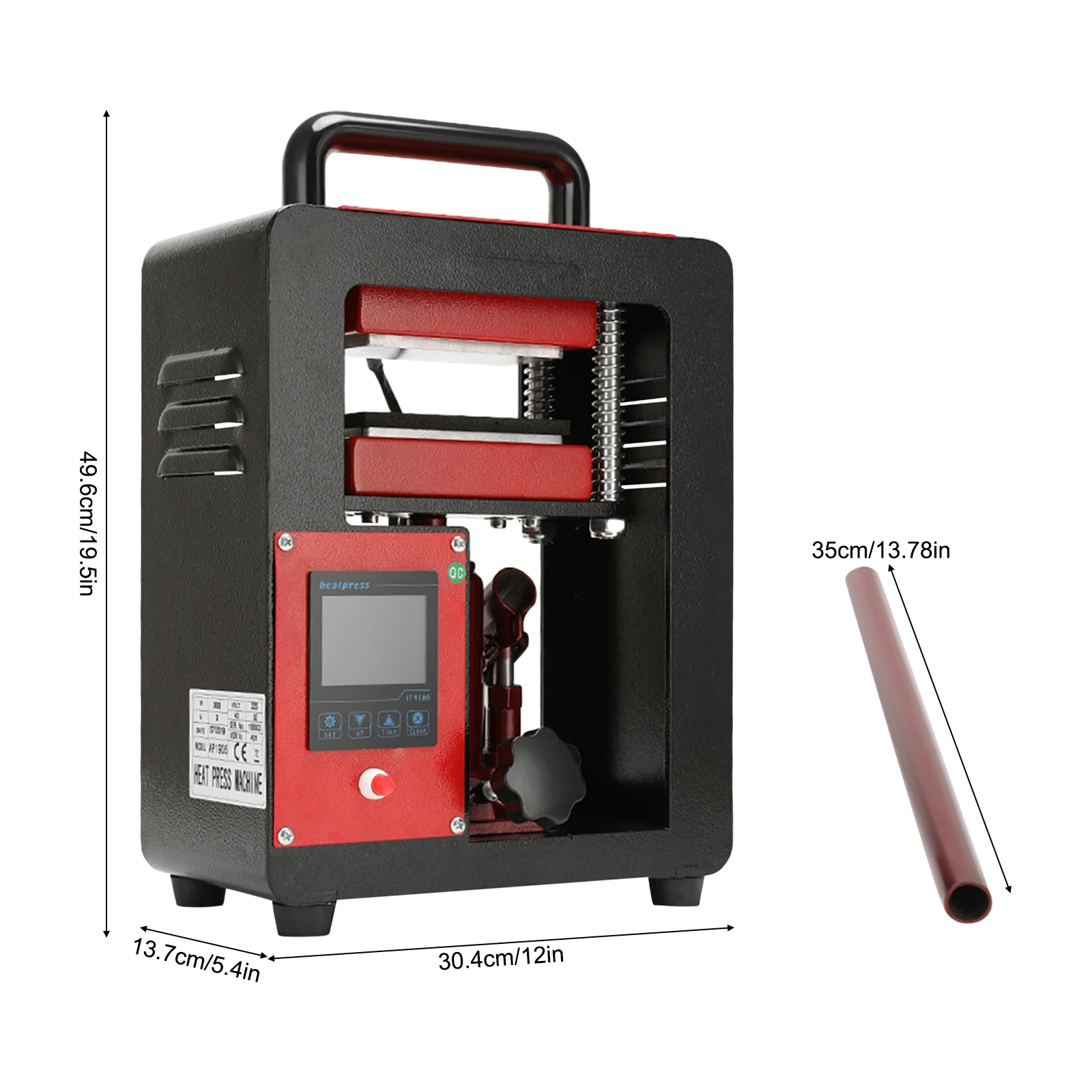 5 Ton Hydraulic Heat Press Machine, 900W Mini Hot Press Stamping Machine with 2.4'' X 4.7''Dual Heating Plate