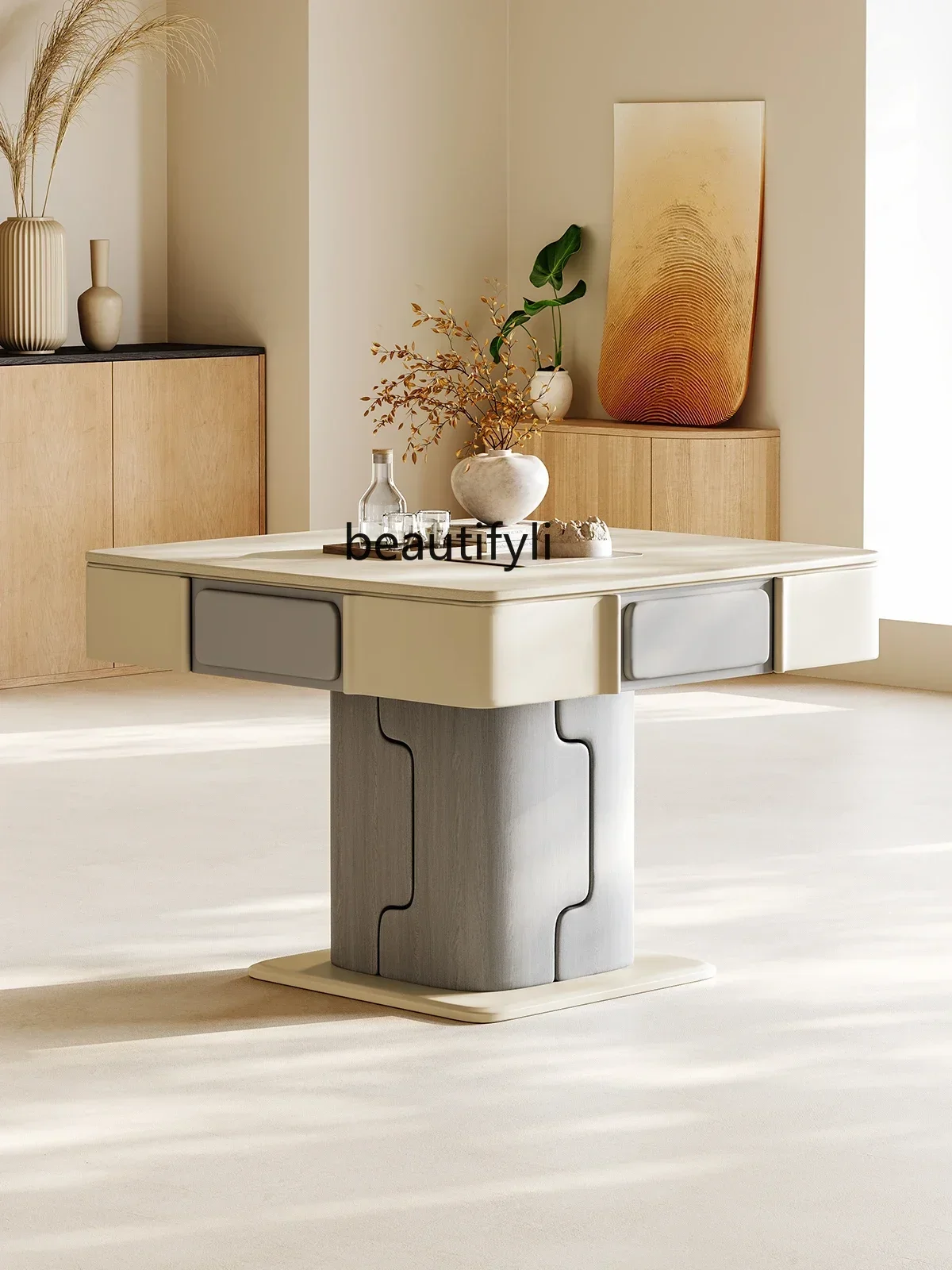 

AA17 Cream wind solid mahjong table table dual-purpose automatic household high-end mahjong machine