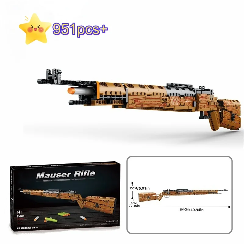 951pcs WW2 98K Sniper Rifle Building Blocks MOC Combat Creative Technical Assembly Model Kit Birthday Christmas Halloween gifts