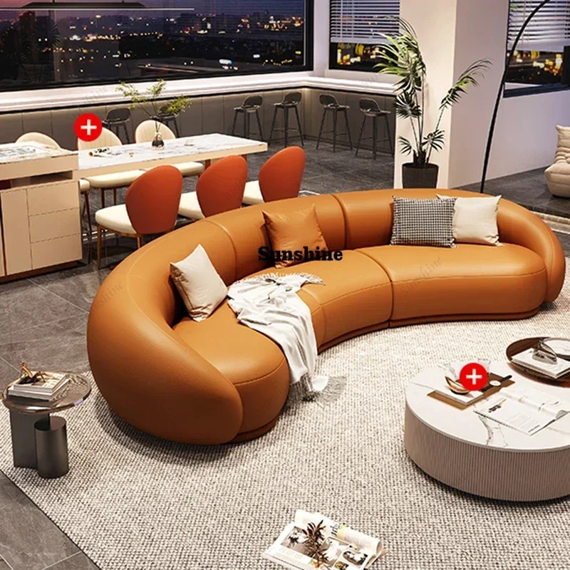 

Изогнутые роскошные диваны, уникальные винтажные удобные итальянские современные пуфы, кожаный диван из массива дерева, Divano Letto для гостинойYY