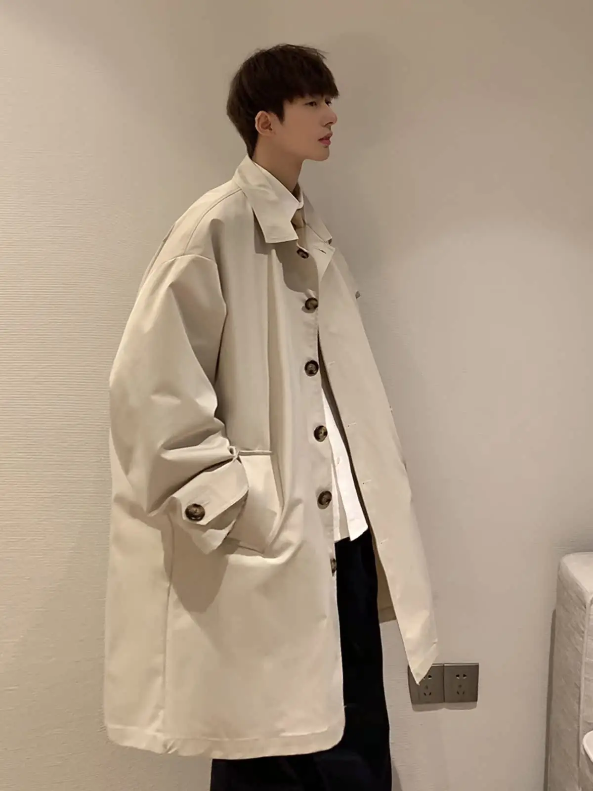 

Japanese Sle Cthulhu Civilian Men's Coat Spring Autumn Medium Length Baren Windbreaker Jaet Adstrative irt