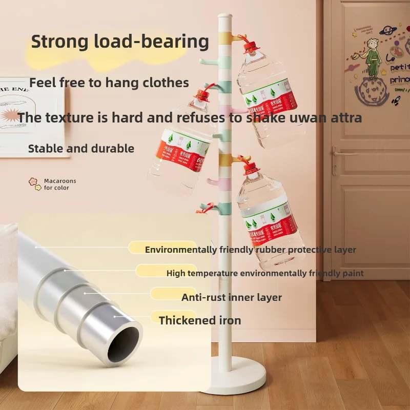 رف ملابس موفر للمساحة من الفيروسية، حامل معطف أرضي بقضيب عمودي، منظم لغرفة نوم الفتيات مع شماعة حقيبة للمساحات الصغيرة #5