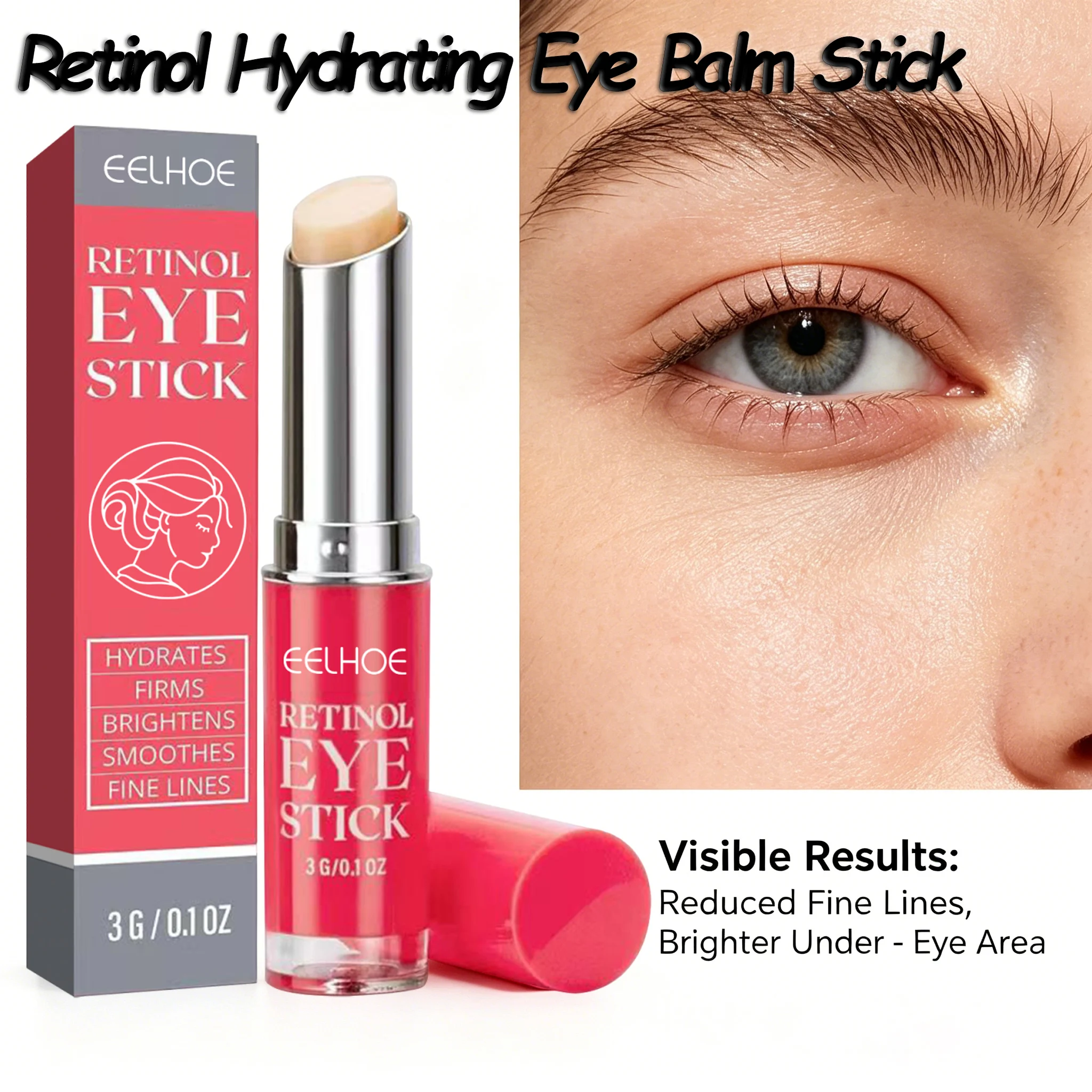 Retinol Eye Stick Hydrating Under Eye Moisturizer Brightening Balm For Dry Skin&Tired Eyes Smoothing Eye Treatment Befor Makeup
