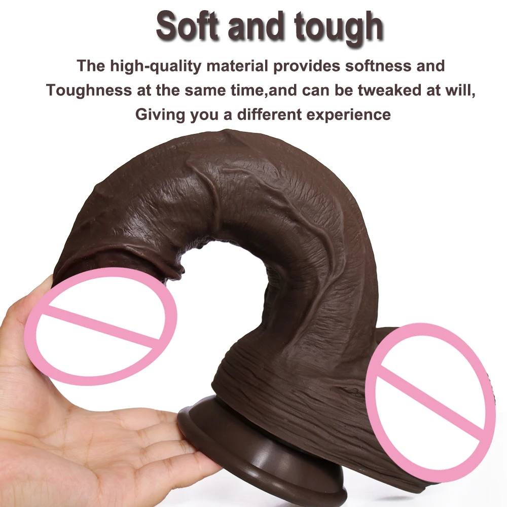 New Realistic Dildo Dark Brown for Women Skin Real Penis Testicles Anal Vaginal Stimulation Strapon Big Dick Sex Toys for Woman