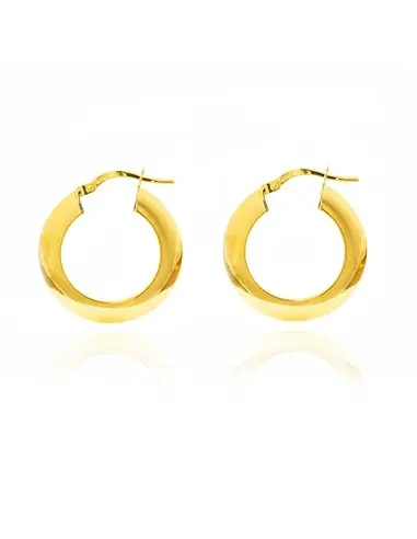 Earrings women gold 18k flat hoops 22x2mm