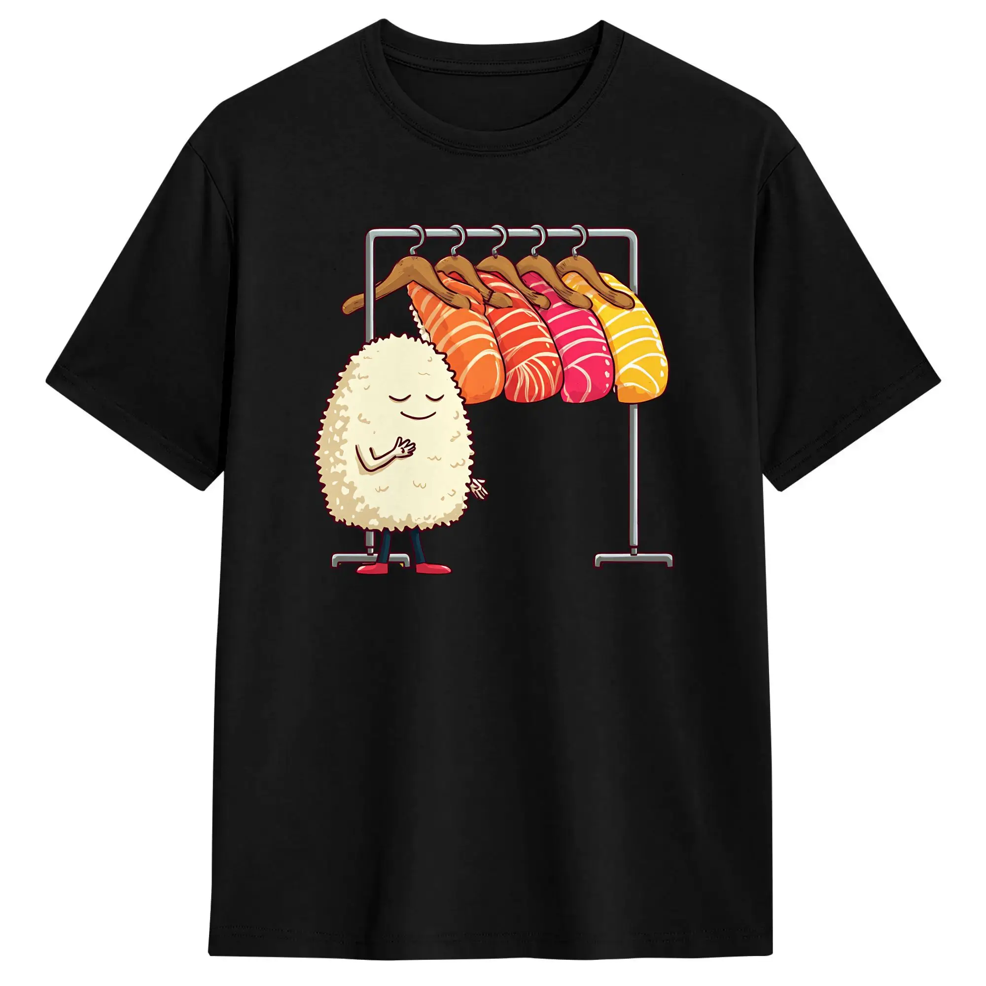 Sushi Wardrobe Selection T Shirt for Men Women 100% Cotton Unique T-Shirts Crew Neck  Tee Shirt Short Sleeve Tops New Arrival