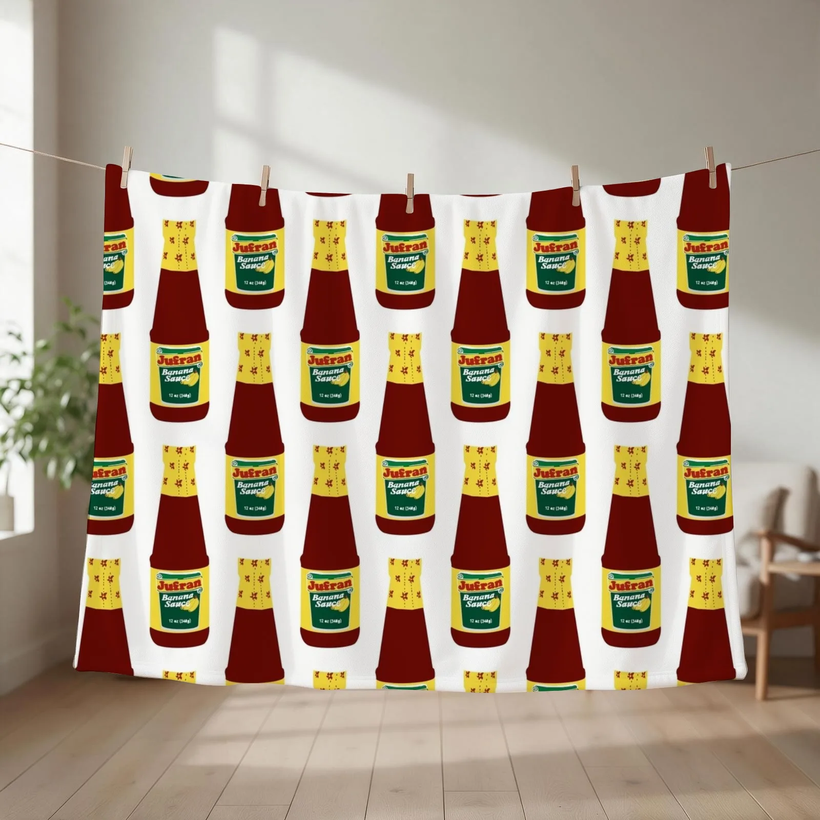 Filipino Jufran Banana Ketchup Print / Filipino Food / Philippines / Banana Ketchup Art Throw Blanket Beautifuls Blankets