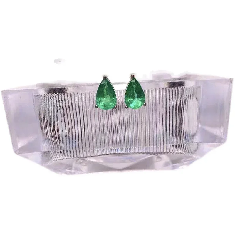 4mm * 6mm 100% Genuine Emerald Earrings for Daily Wear 925 Silver Emerald Stud Earrings Simple Sterling Silver Gemstone Earrings view 5