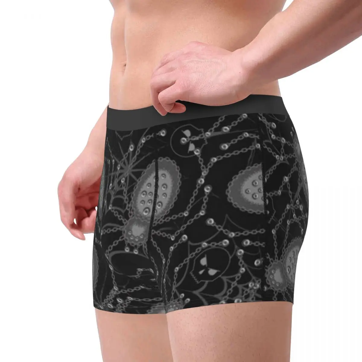 Boxer Men Underwear Male Panties Spiders Metallic Chain Rivets Shorts Boxer Comfortable Shorts Homme