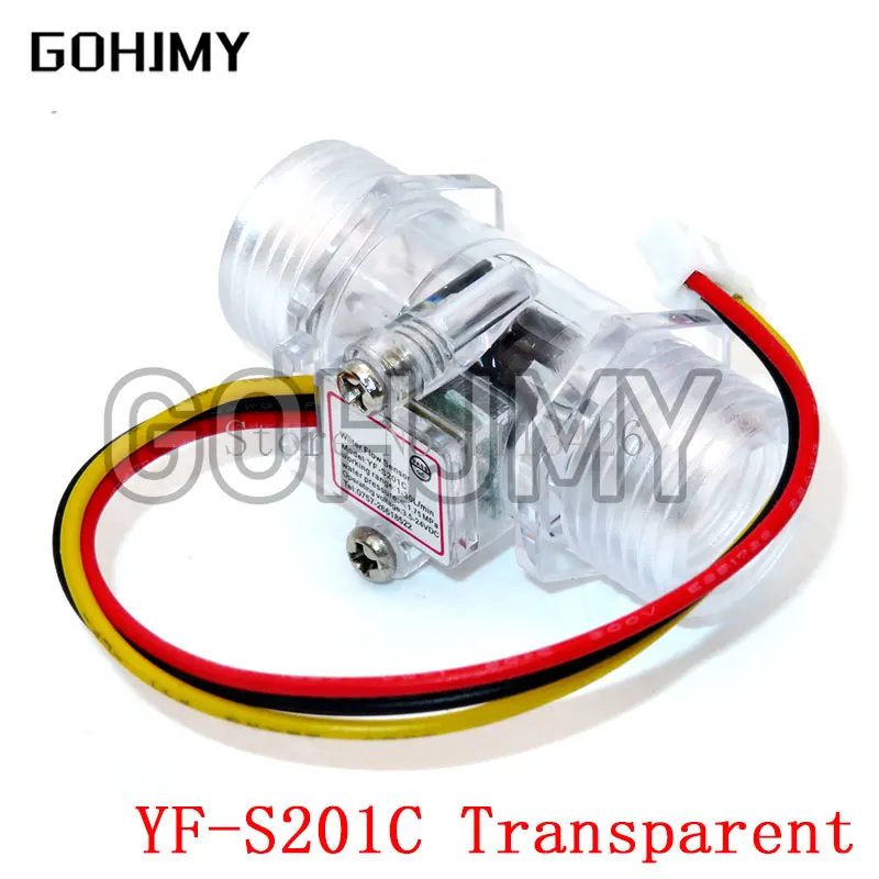 Transparent Black Flow Meter YF-201C Water Flow Sensor Turbine Flow Meter 4 Points Flow Sensor