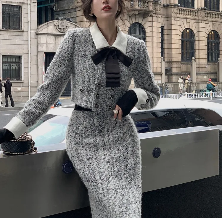 

Tweed Jacket Long Sleeve Womens Spring Patches Three-Dimensional Canvas Stretchy Seductive Korean Style Bohemian Class All-Match