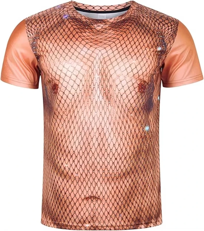 Funny Muscular Man Pattern Spoof 3D Print Sport Quick-Dry Breathe Men's T-Shirt Outdoor Street Role-Playing Summer Short-Sleeve
