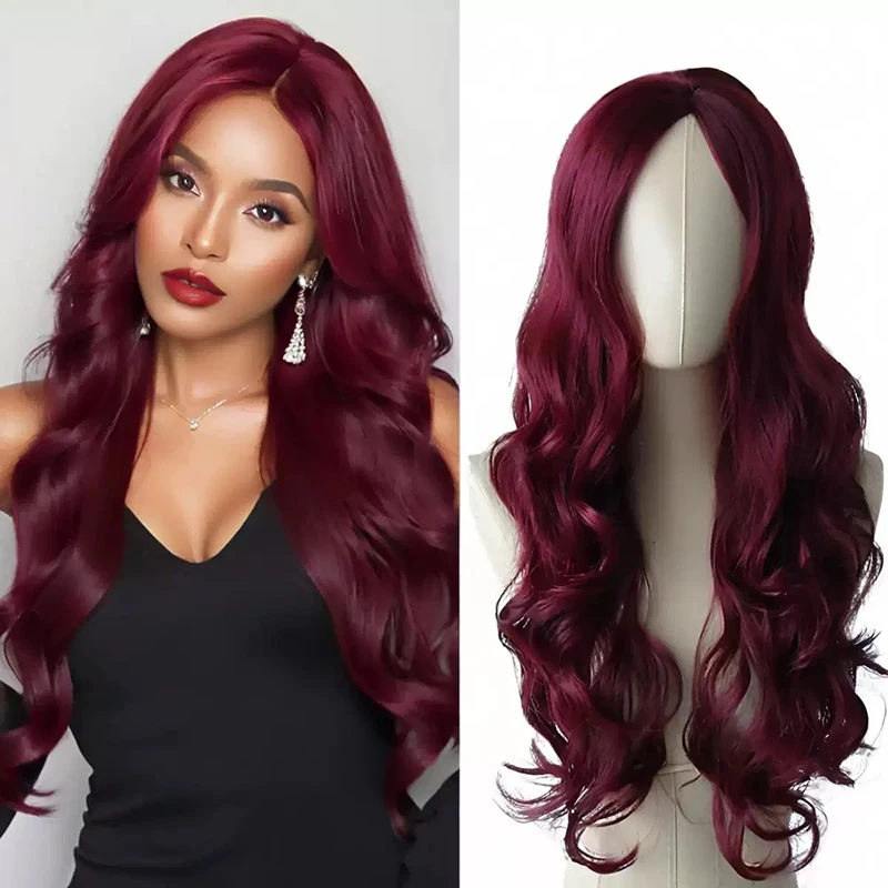 

Ball Headwear Woman Big Wave Curly Hair Cocktail Party Match Chemical Fiber Wig Bar Perform Lady Center Parting Long Curly Hair