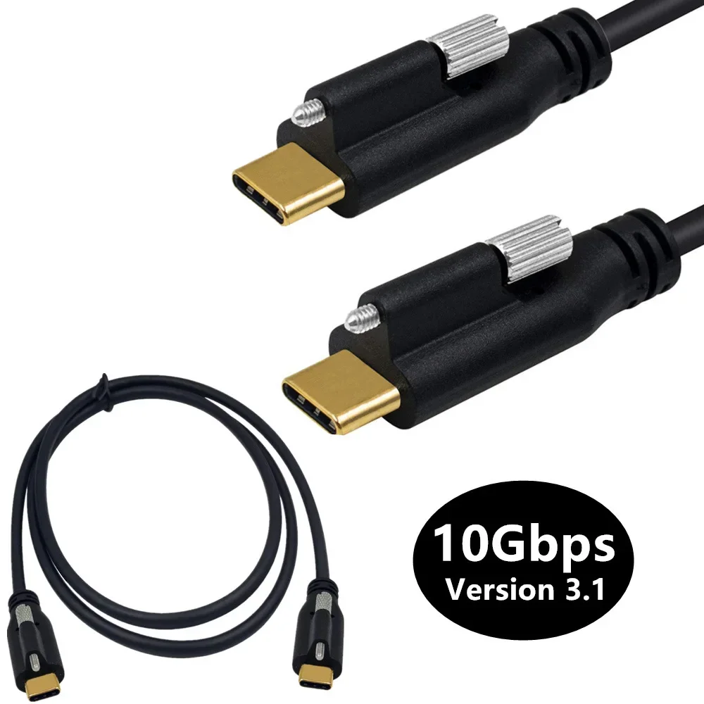 High-Speed Data Cable HD 4K 60Hz 10Gbps USB C Type-C Male to Male Extension Data Cable With Panel Mounting Screw Holes