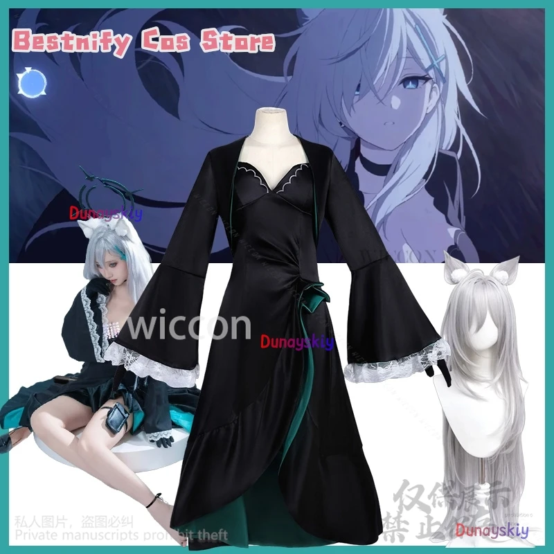 

CosplayGame Blue Archive 코스프레 Sunaokami Shiroko Anime Costume Black Evening Dress Sexy Gothic Lolita Wigs Furry Earwear Customiz
