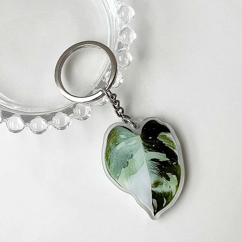 Plant Key Chain Mobile Phone Pendant Creative Acrylic Craft Products Simulation Leaf Accessories For Bag