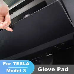 Cubierta de guantera de fibra de carbono, pegatina de cuero para Tesla Model 3 17-23, accesorios de Interior de coche, parche de protección antipatadas copiloto