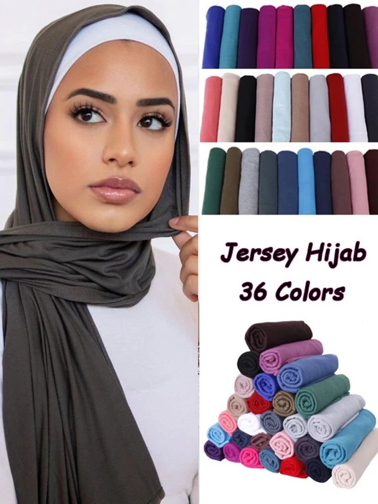 

180x80cm Modal Cotton Jersey Hijab Scarf Muslim Shawl Plain Stretchy Soft Turban Head Wraps For Women Islamic Headscarf Scarves