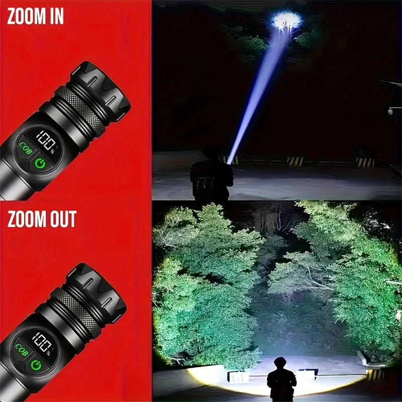 High Strong Power LED Flashlights USB Rechargeable Magnetic Tactical Torch With COB Side Light Camping Fishing Zoom Lantern 2026
