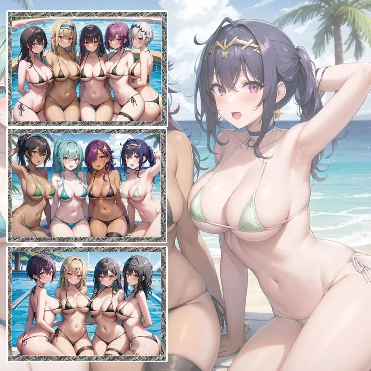 

9Pcs/set Anime Girl Color Flash Cards ACG Swimwear Underwear Series Second Set Classic Game Anime Collection Cards Gift Toys