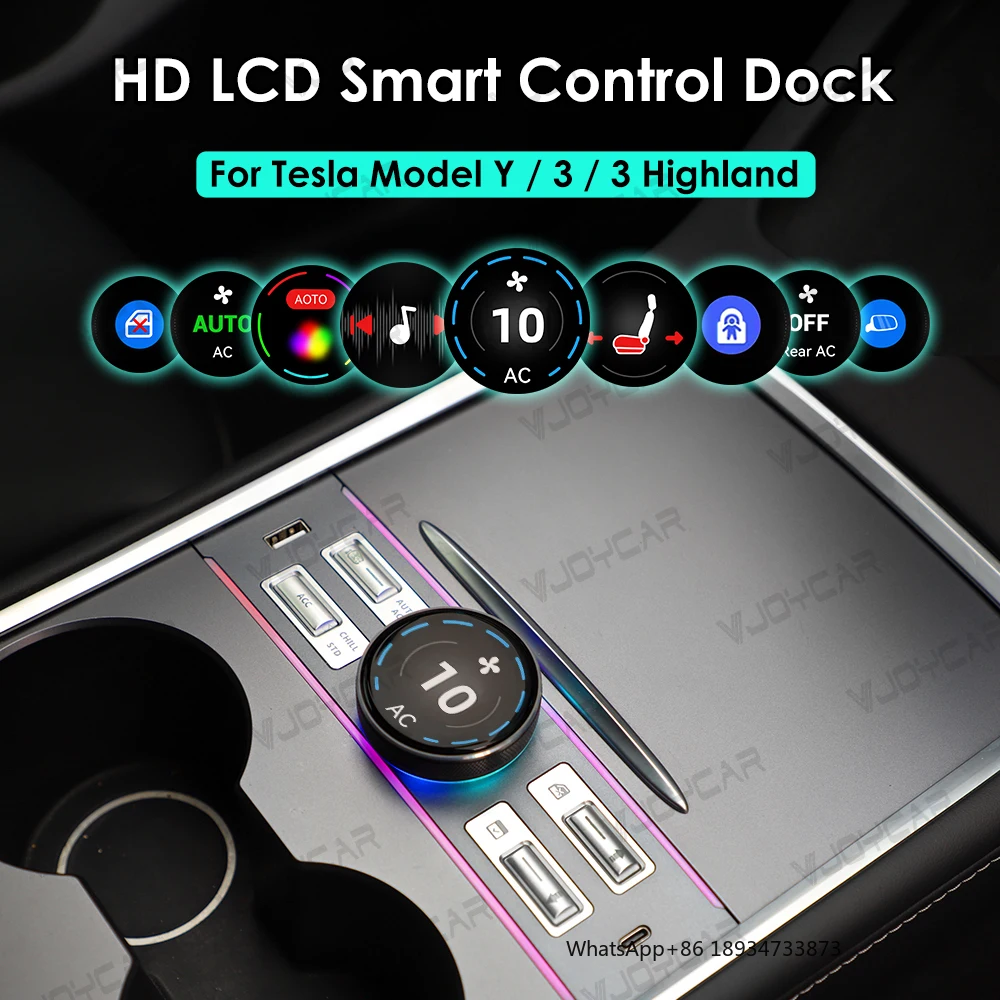 Car Intelligent LCD Center Console Dock Knob Multifunction for Tesla Model 3 Y USB Hub Accessories for Tesla