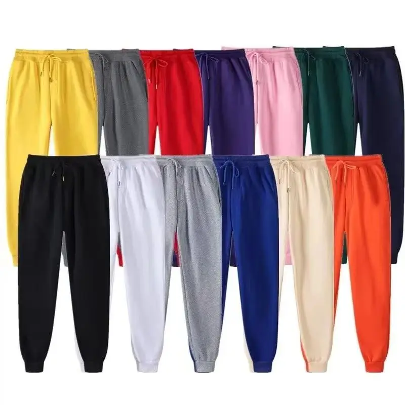 الرجال الرياضية التدريب ركض عادية فضفاض صالح Sweatpants ربيع الخريف الصوف مبطن السراويل مرونة الخصر الرباط بنطلون
